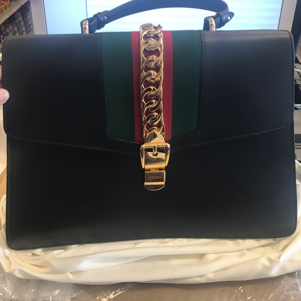 Gucci Sylvie Maxi Large Leather Shoulder Bag